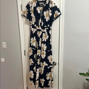 Anthropologie Floral Maxi Dress in Black and White